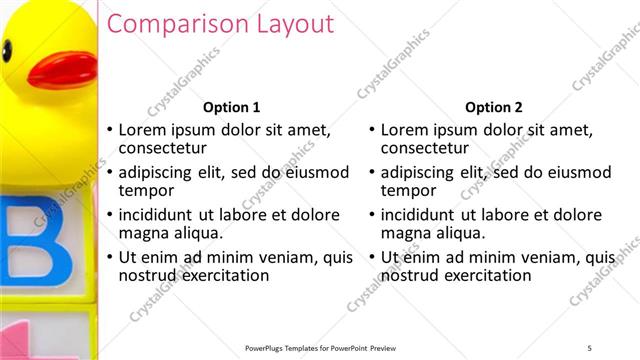 Comparison presentation slide layout