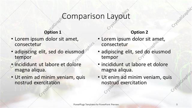 Comparison presentation slide layout