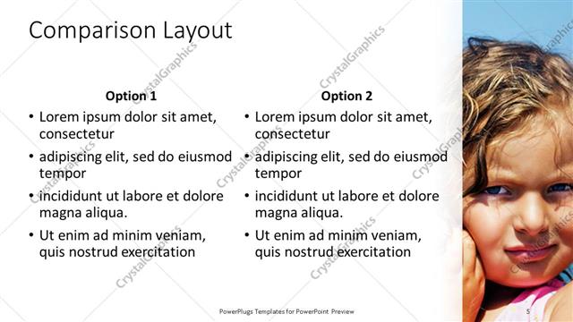 Comparison presentation slide layout