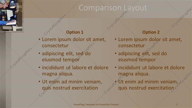 Comparison presentation slide layout