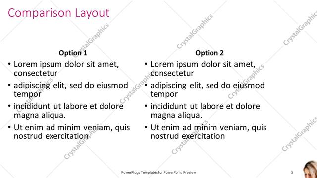 Comparison presentation slide layout