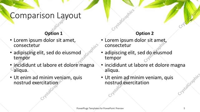 Comparison presentation slide layout