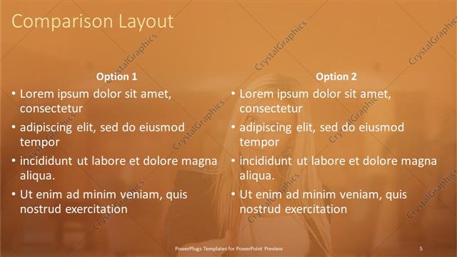 Comparison presentation slide layout