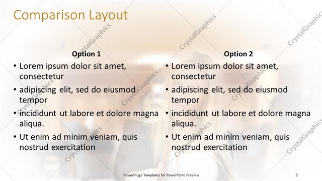 Comparison presentation slide layout