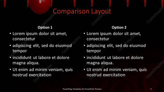 Comparison presentation slide layout