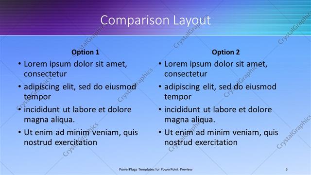 Comparison presentation slide layout