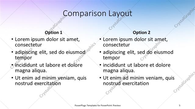 Comparison presentation slide layout
