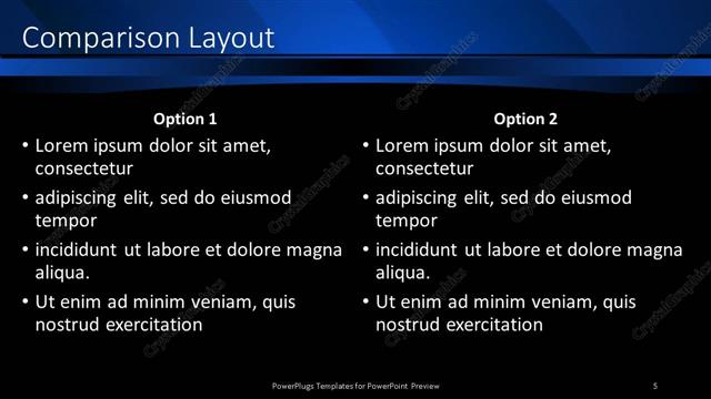 Comparison presentation slide layout
