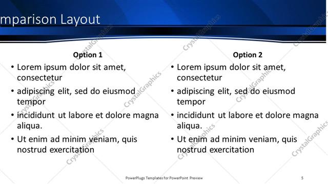 Comparison presentation slide layout