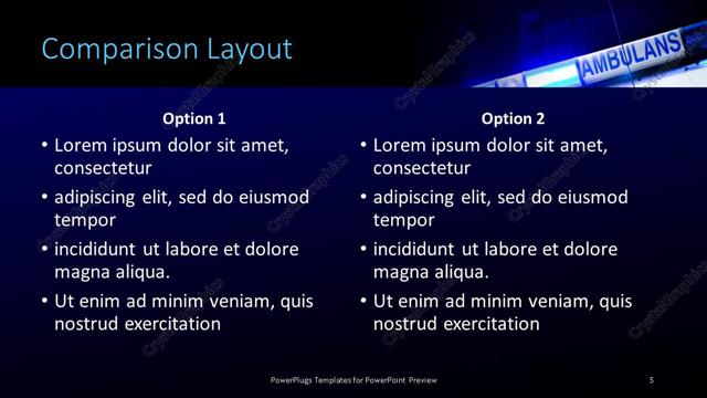 Comparison presentation slide layout