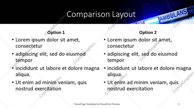 Comparison presentation slide layout