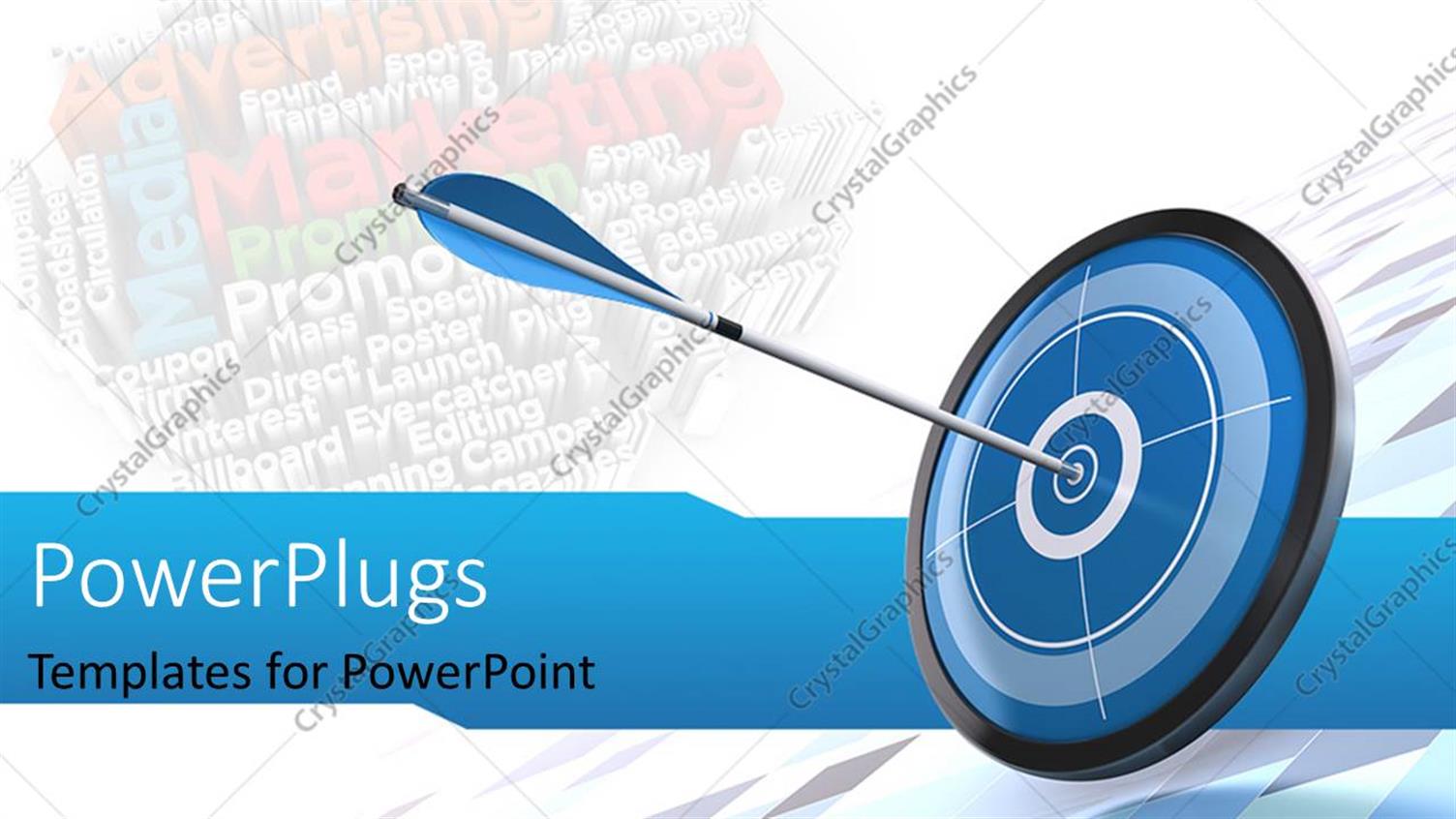 Featuring Blue Arrow and Target at Bottom Right Corner of White Template