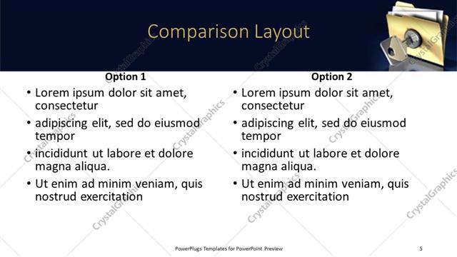 Comparison presentation slide layout