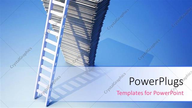  Presentation with bills - Blue background with ladder leaning on stack of dollar bills