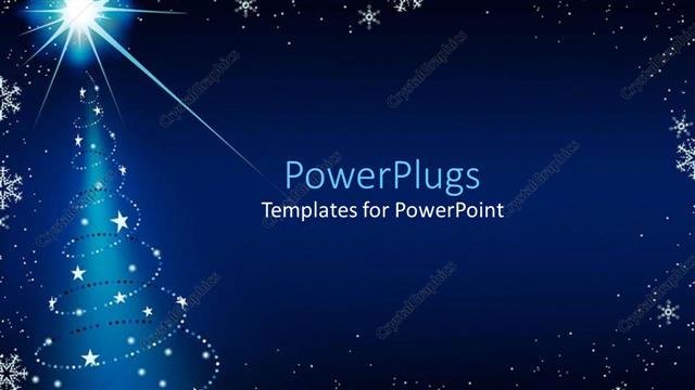  Presentation with snowflakes - Blue background with snowflakes and Christmas tree decorations