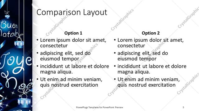 Comparison presentation slide layout