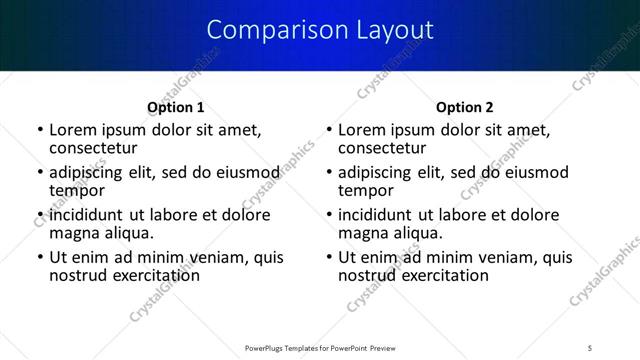 Comparison presentation slide layout