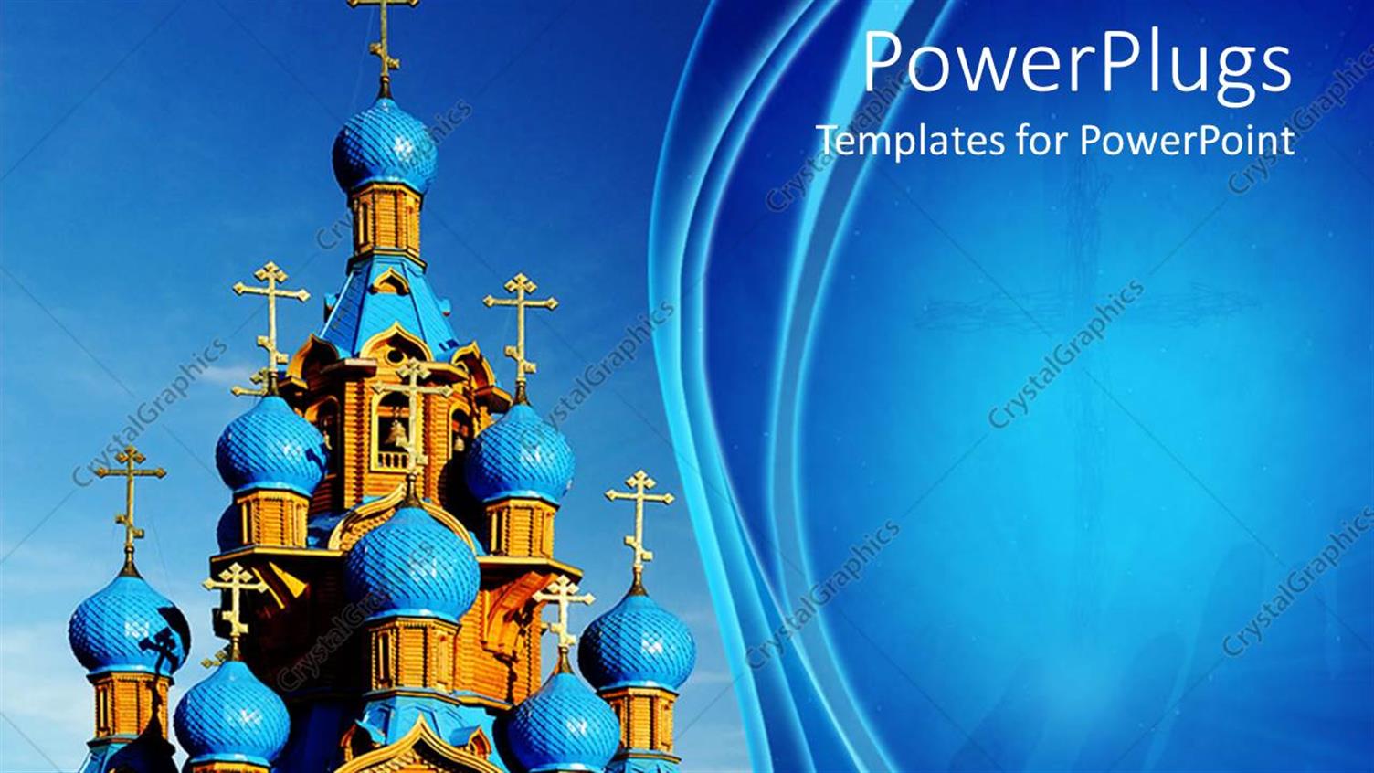 Featuring Blue and Brown Catholic Church on a Blue Background