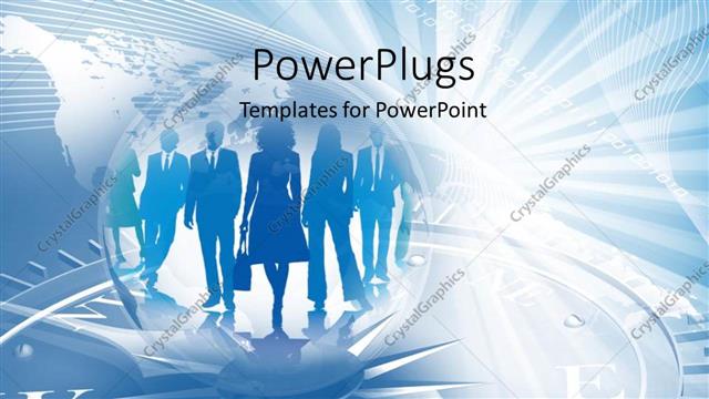  Presentation with business women - Blue business working women and men directions compass world graphics blue