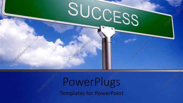  Presentation with road - Blue cloudy sky with green success road sign