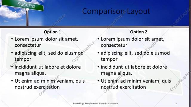 Comparison presentation slide layout