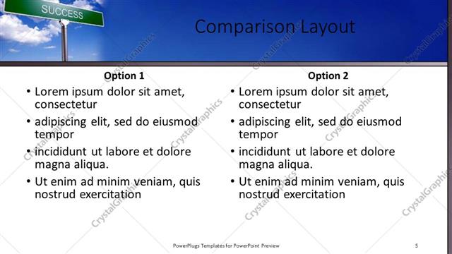 Comparison presentation slide layout