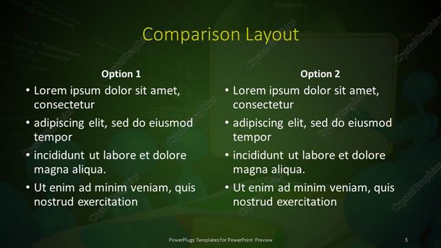 Comparison presentation slide layout