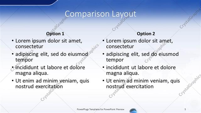 Comparison presentation slide layout