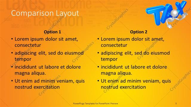 Comparison presentation slide layout