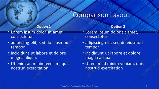 Comparison presentation slide layout