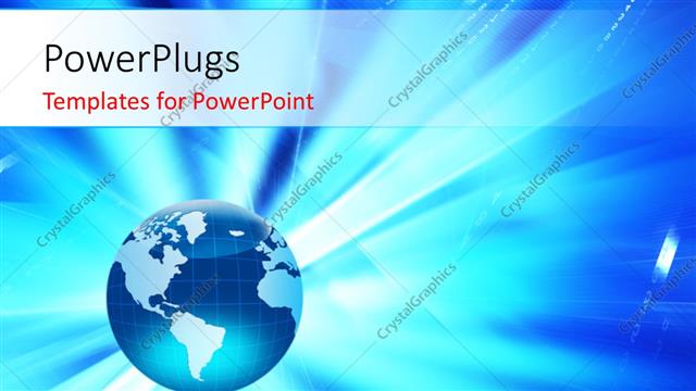  Presentation with light blue - A blue colored globe with bright shinning light