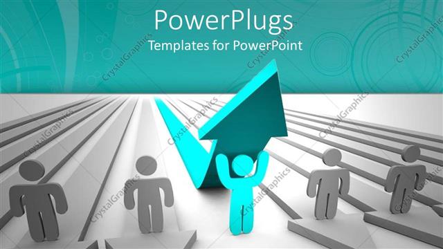  Presentation with growth - Blue colored man stands out from colleagues in white