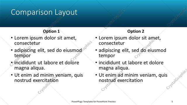 Comparison presentation slide layout