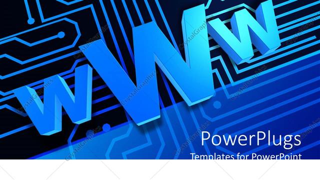  Presentation with www - Blue connected micro chip lines with a WWW text