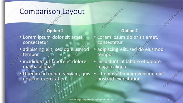 Comparison presentation slide layout
