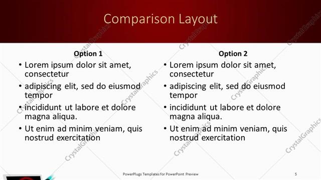 Comparison presentation slide layout