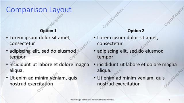 Comparison presentation slide layout