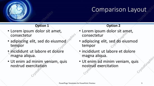 Comparison presentation slide layout