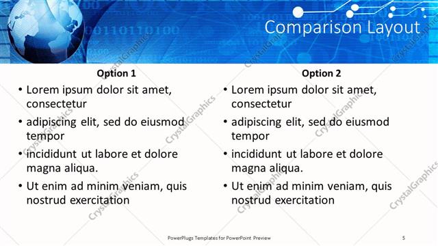 Comparison presentation slide layout