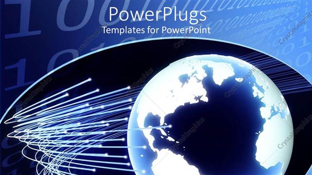  Presentation with fiber - Blue earth globe with fiber optics around it in blue background