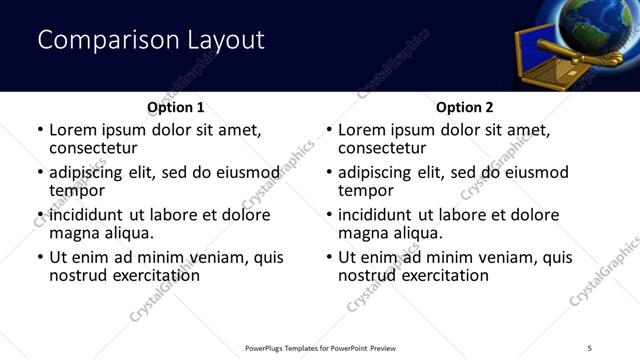 Comparison presentation slide layout