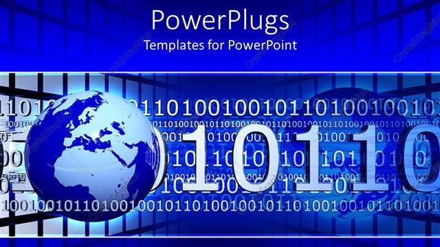  Presentation with binary blue - Blue earth globe with lots of binary codes on a blue background