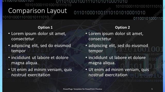 Comparison presentation slide layout