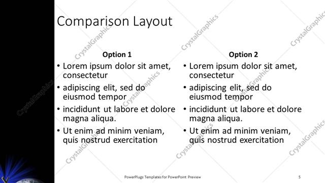 Comparison presentation slide layout