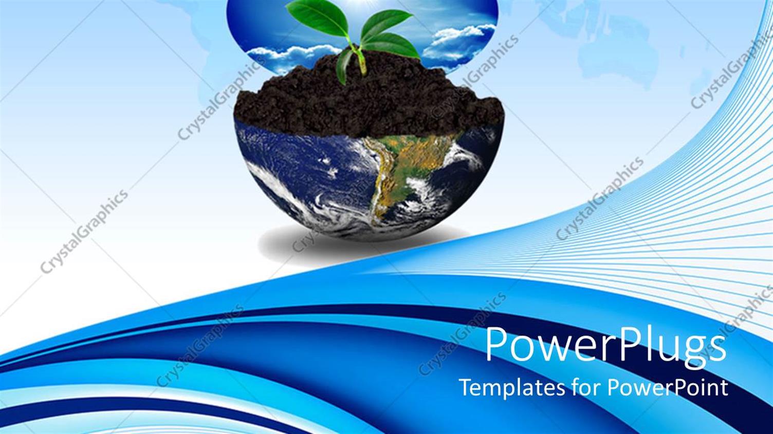 Featuring Blue Earth Globe Opening Up to Display Sprouting Plant in Soil