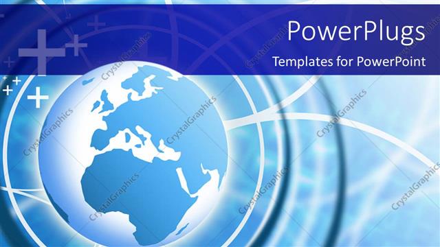  Presentation with blue tech - Blue earth globe over light glow and blue patterned background