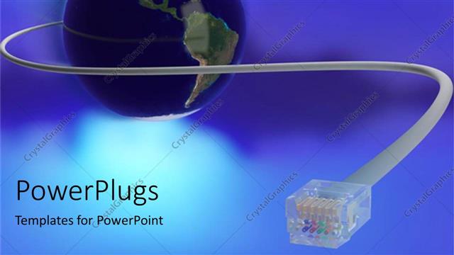  Presentation with telephone - Blue earth globe with a telephone wire connected to it