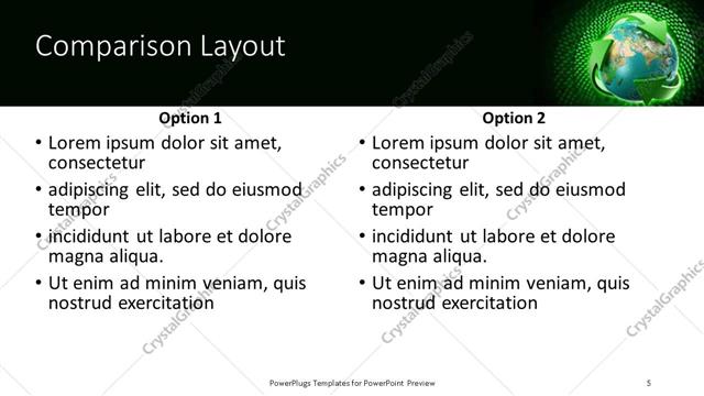 Comparison presentation slide layout