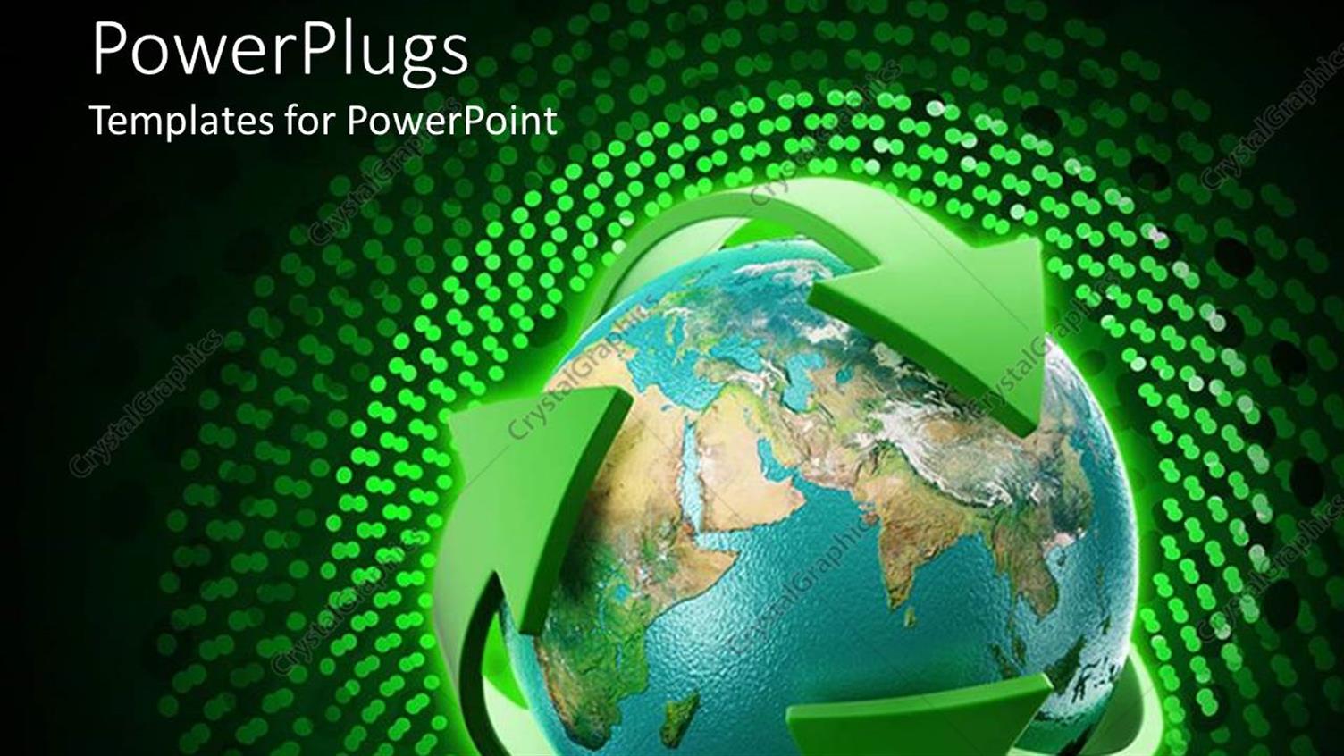 Featuring Blue Earth Globe with Three Green Arrows Around it