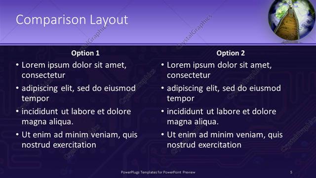 Comparison presentation slide layout